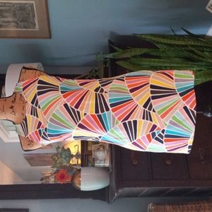 Trina Turk Cosme Rainbow Geometric Print Sleeveless Shift Dress